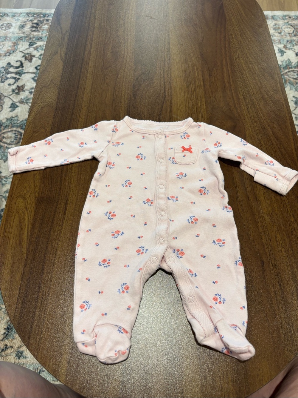 Carter's Light Pink Floral Footed One-Piece